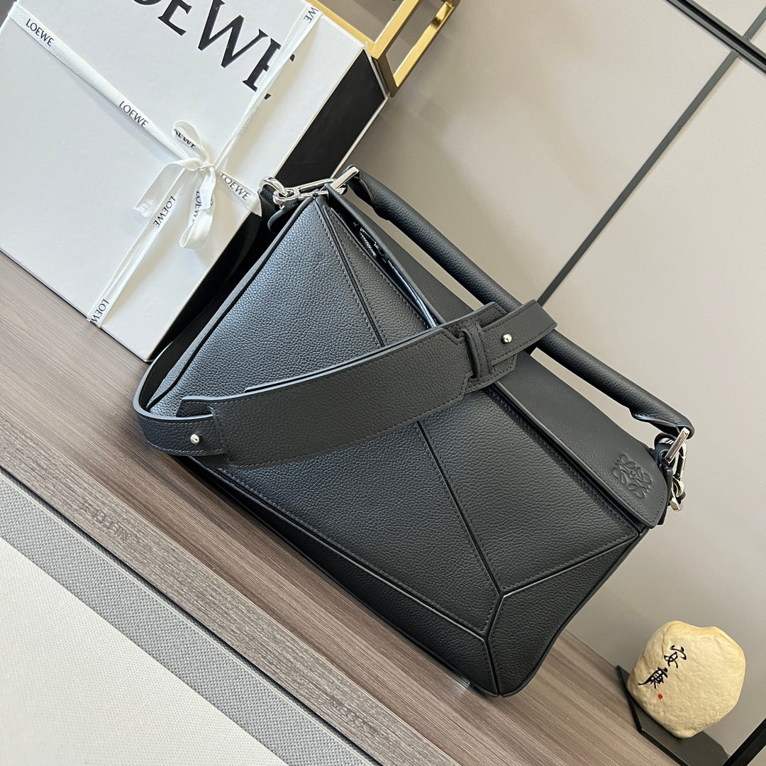 Puzzle bag 29cm in soft grained black calfskin mysite