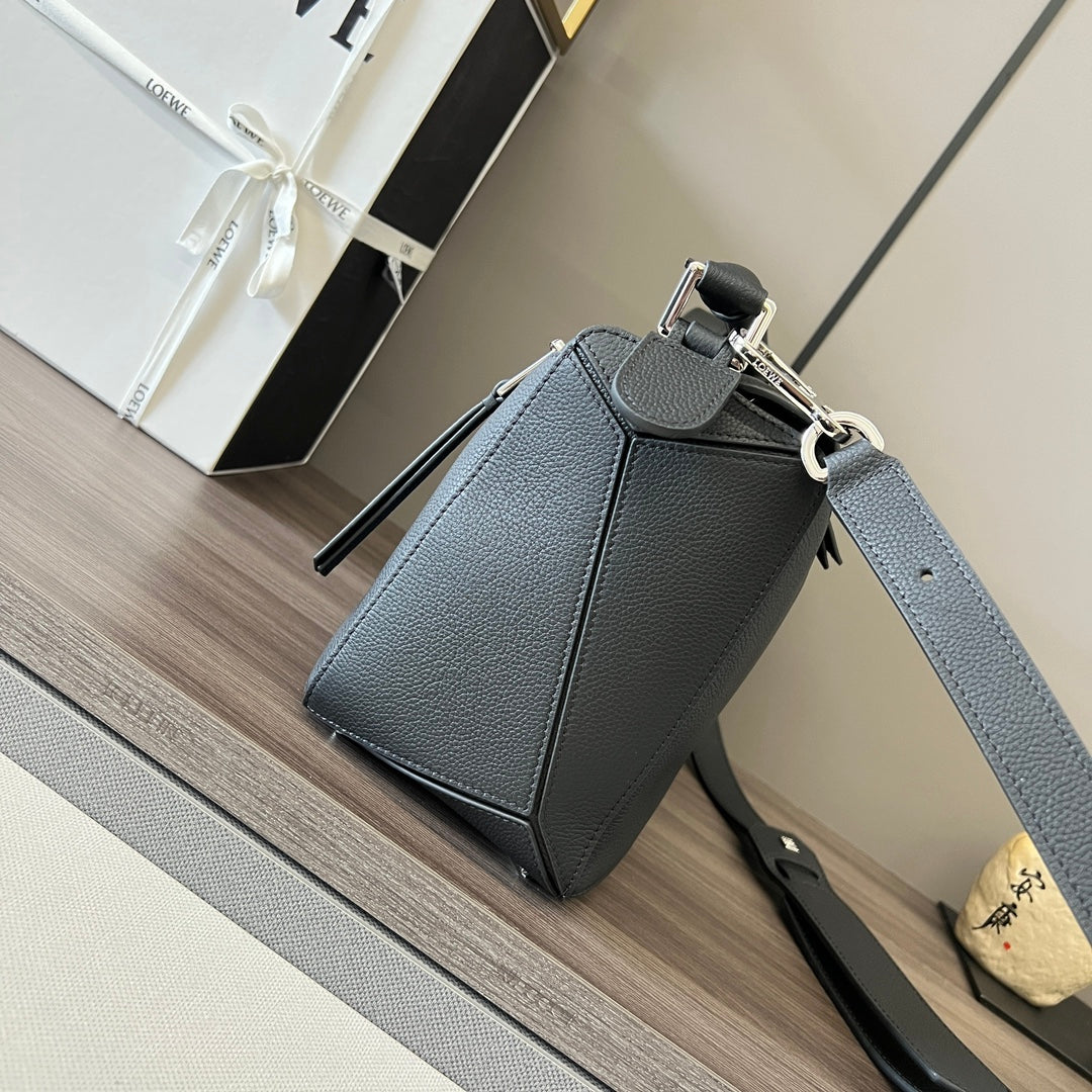 Puzzle bag 29cm in soft grained black calfskin mysite