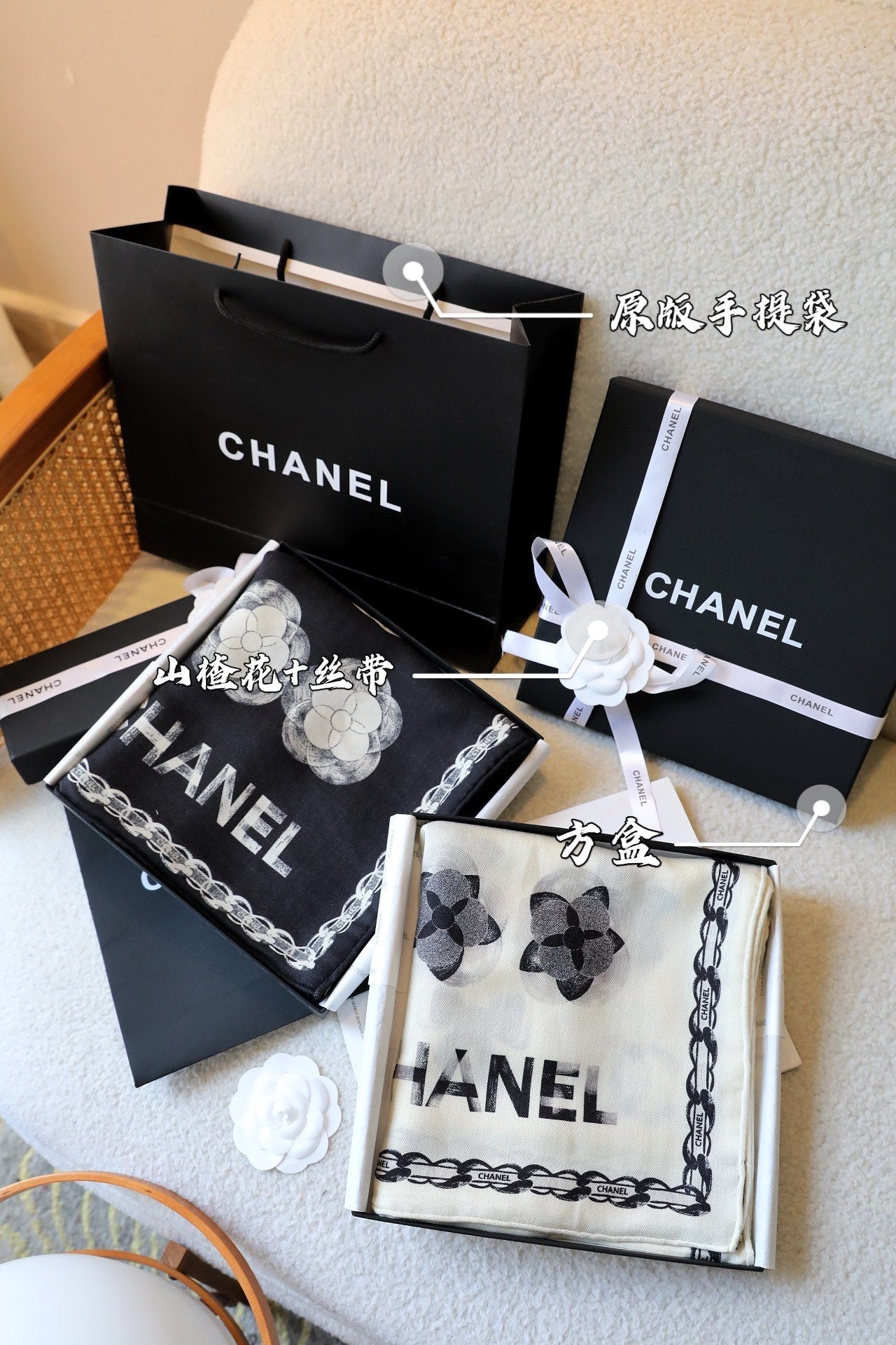 SCARF 180 CM IN BLACK FLOWER MONOGRAM SILK AND CASHMERE 401134 mysite