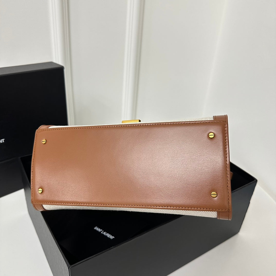 SL Cassandra Top Handle 2wayBag Beige Canvas Brown Leather mysite