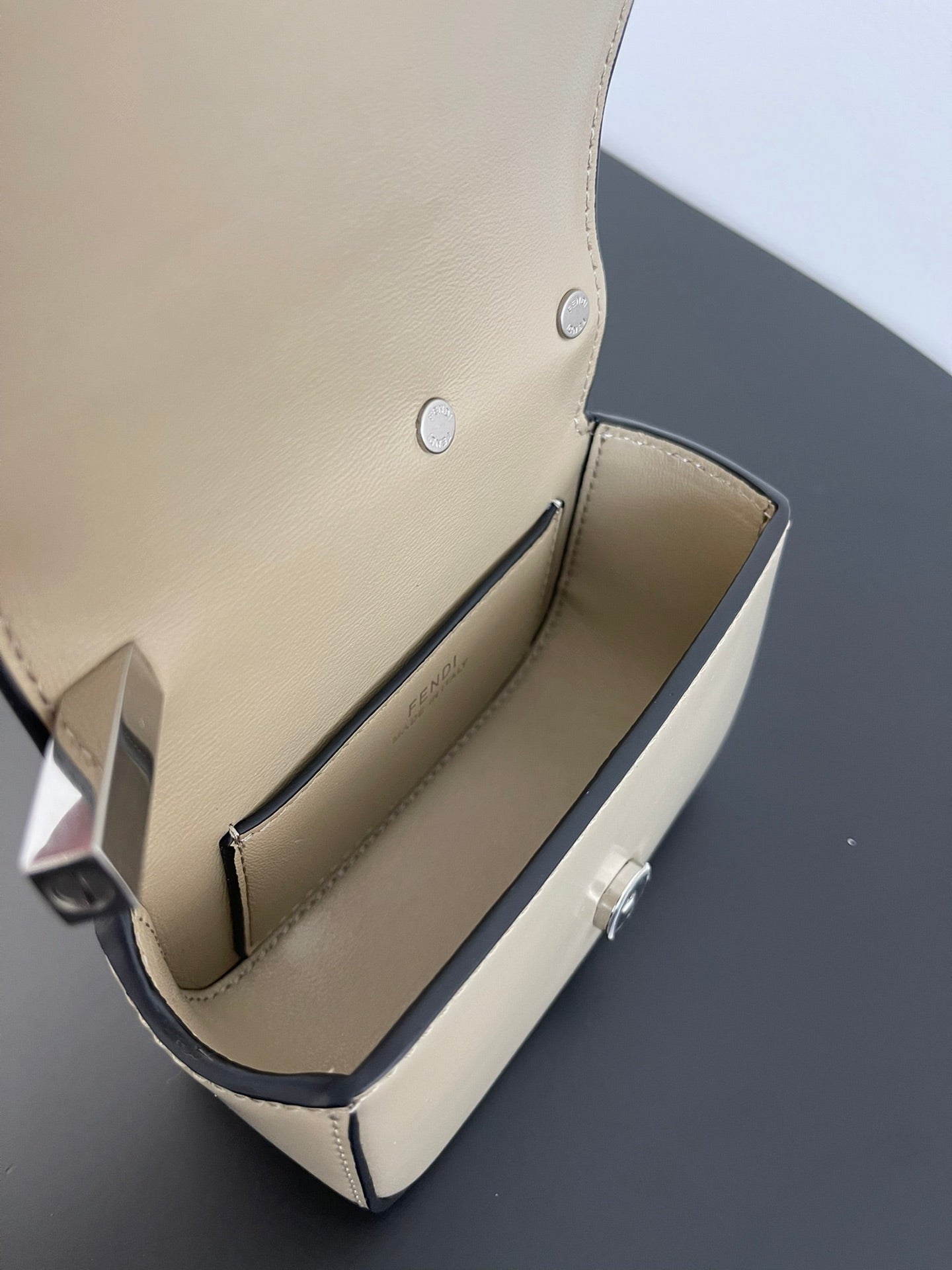 FENDI MINI FIRST SIGHT 13 BAG IN TAN BROWN CALFSKIN WITH SILVER HARDWARE mysite