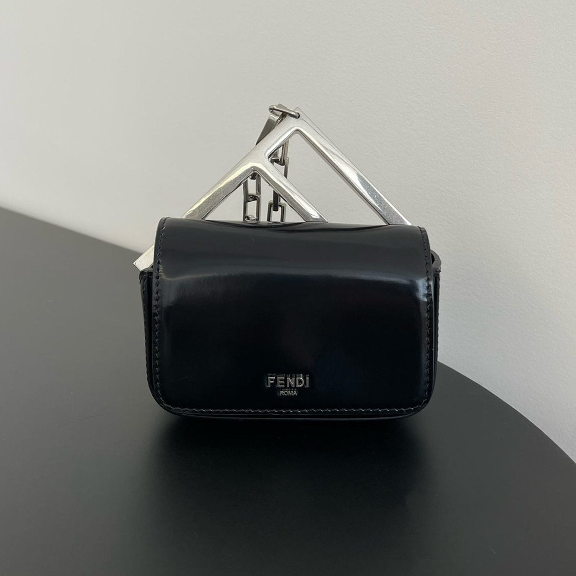 FENDI MINI FIRST SIGHT 13 BAG IN BLACK CALFSKIN WITH SILVER HARDWARE mysite