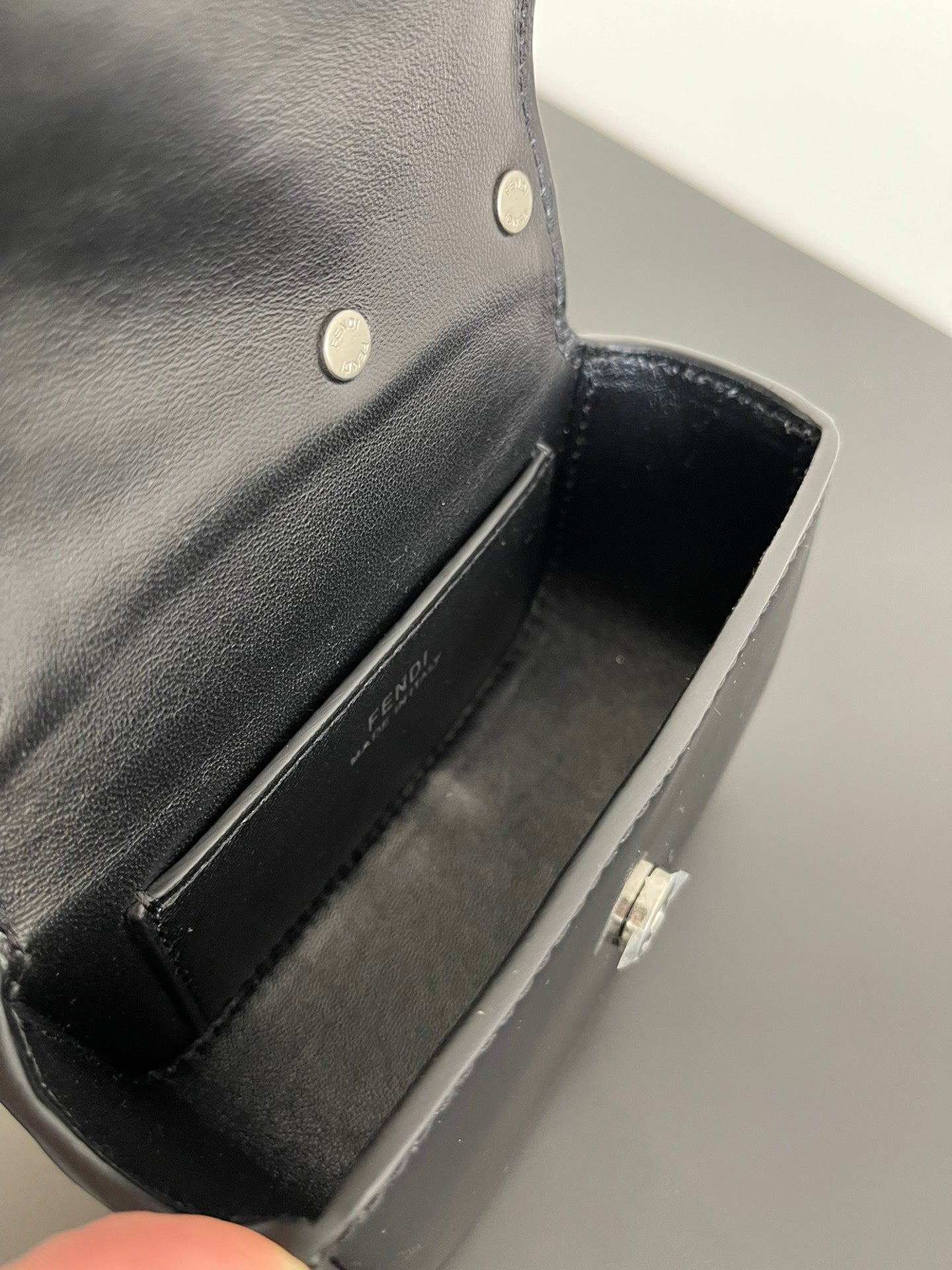 FENDI MINI FIRST SIGHT 13 BAG IN BLACK CALFSKIN WITH SILVER HARDWARE mysite