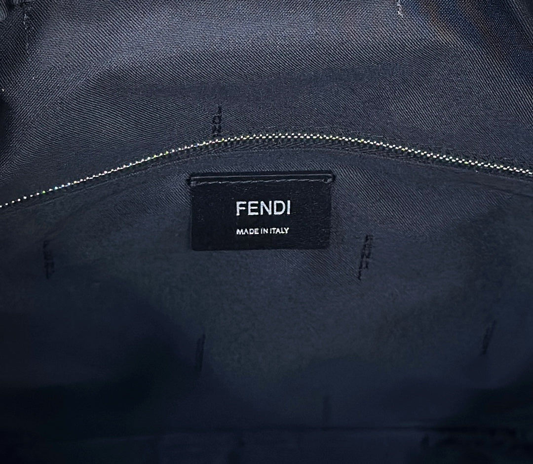 FENDI STRIKE 41 MEDIUM FF BLACK JACQUARD FABRIC BACKPACK mysite