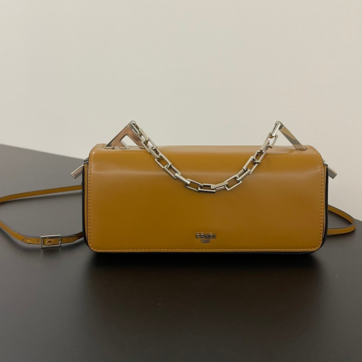 FENDI MINI FIRST SIGHT 23 BAG IN COPPER BROWN CALFSKIN WITH SILVER HARDWARE mysite