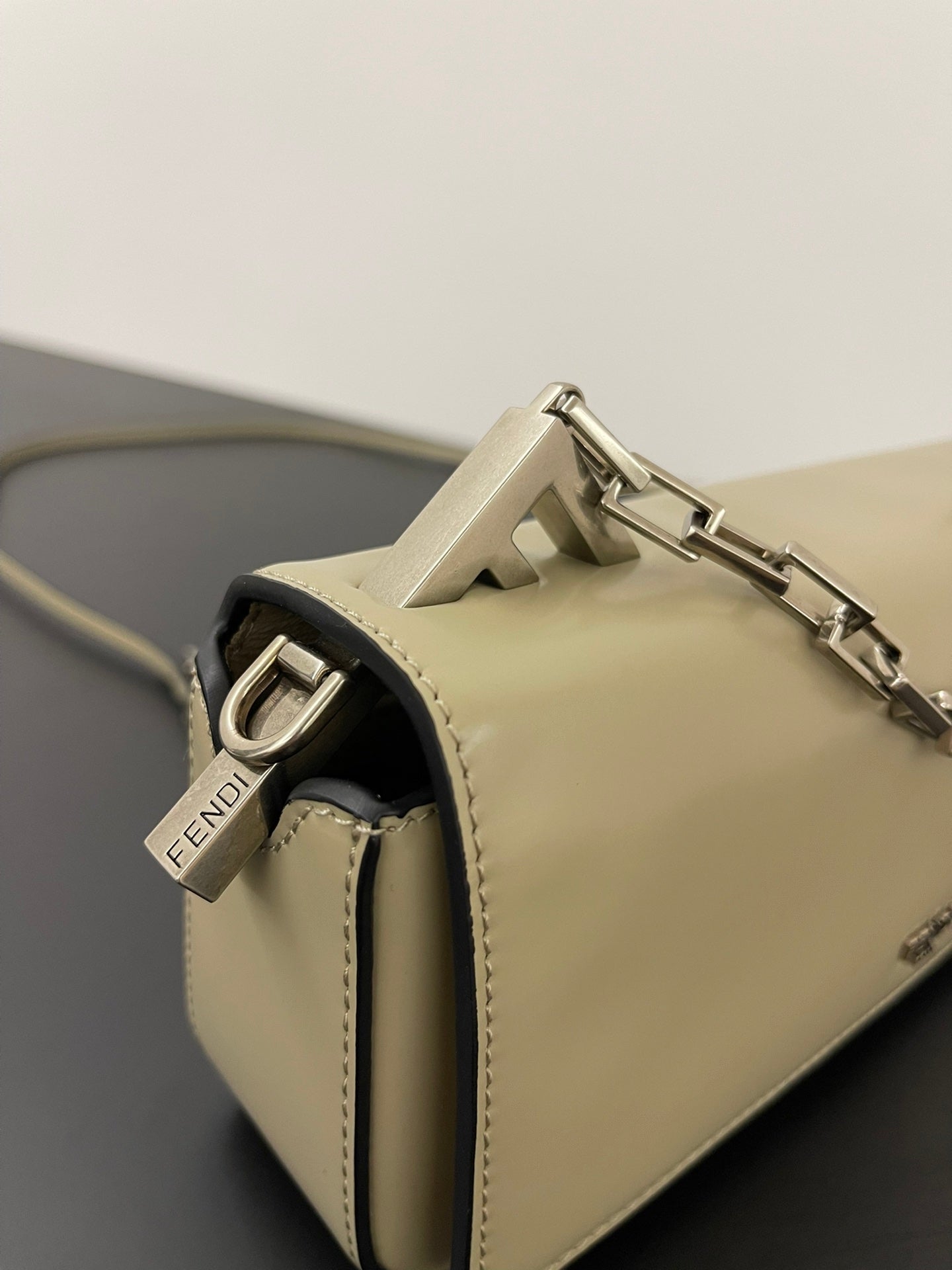 FENDI MINI FIRST SIGHT 23 BAG IN ECRU BROWN CALFSKIN WITH SILVER HARDWARE mysite