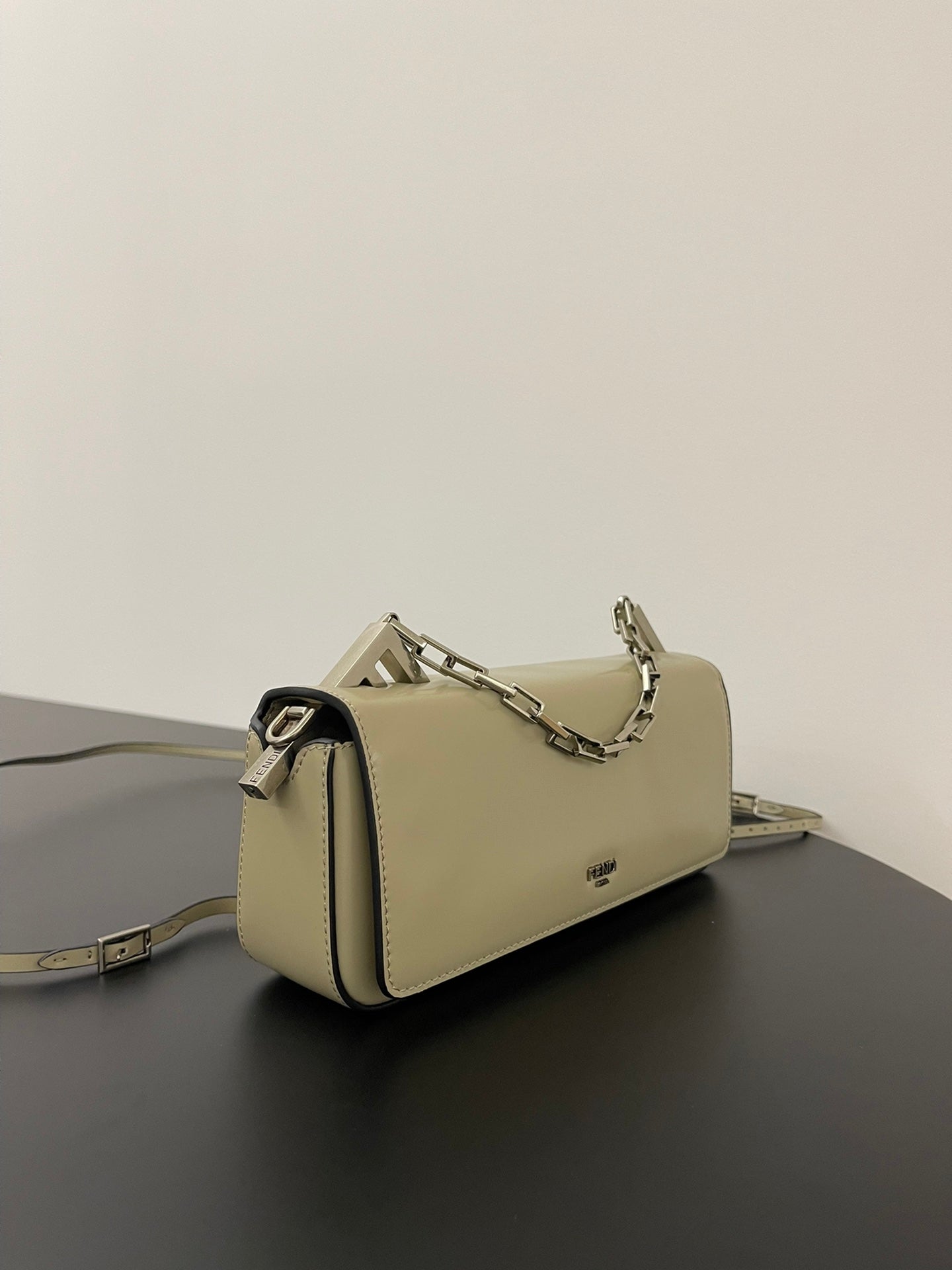 FENDI MINI FIRST SIGHT 23 BAG IN ECRU BROWN CALFSKIN WITH SILVER HARDWARE mysite