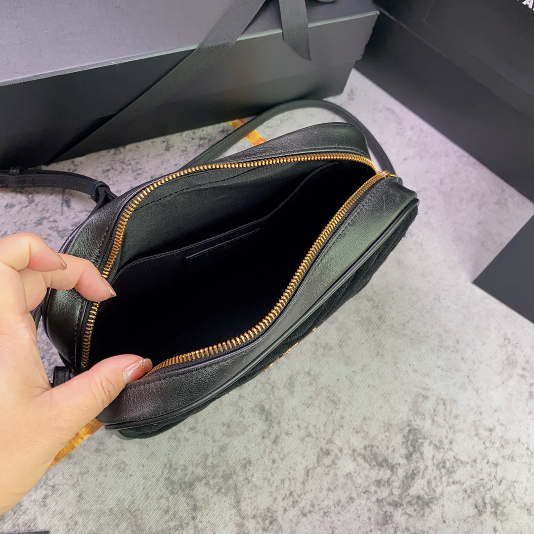 LOU CAMERA BAG 23 IN BLACK SUEDE AND CALFSKIN TRIM mysite