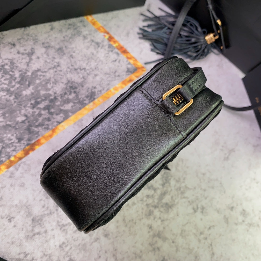 LOU CAMERA BAG 23 IN BLACK SUEDE AND CALFSKIN TRIM mysite