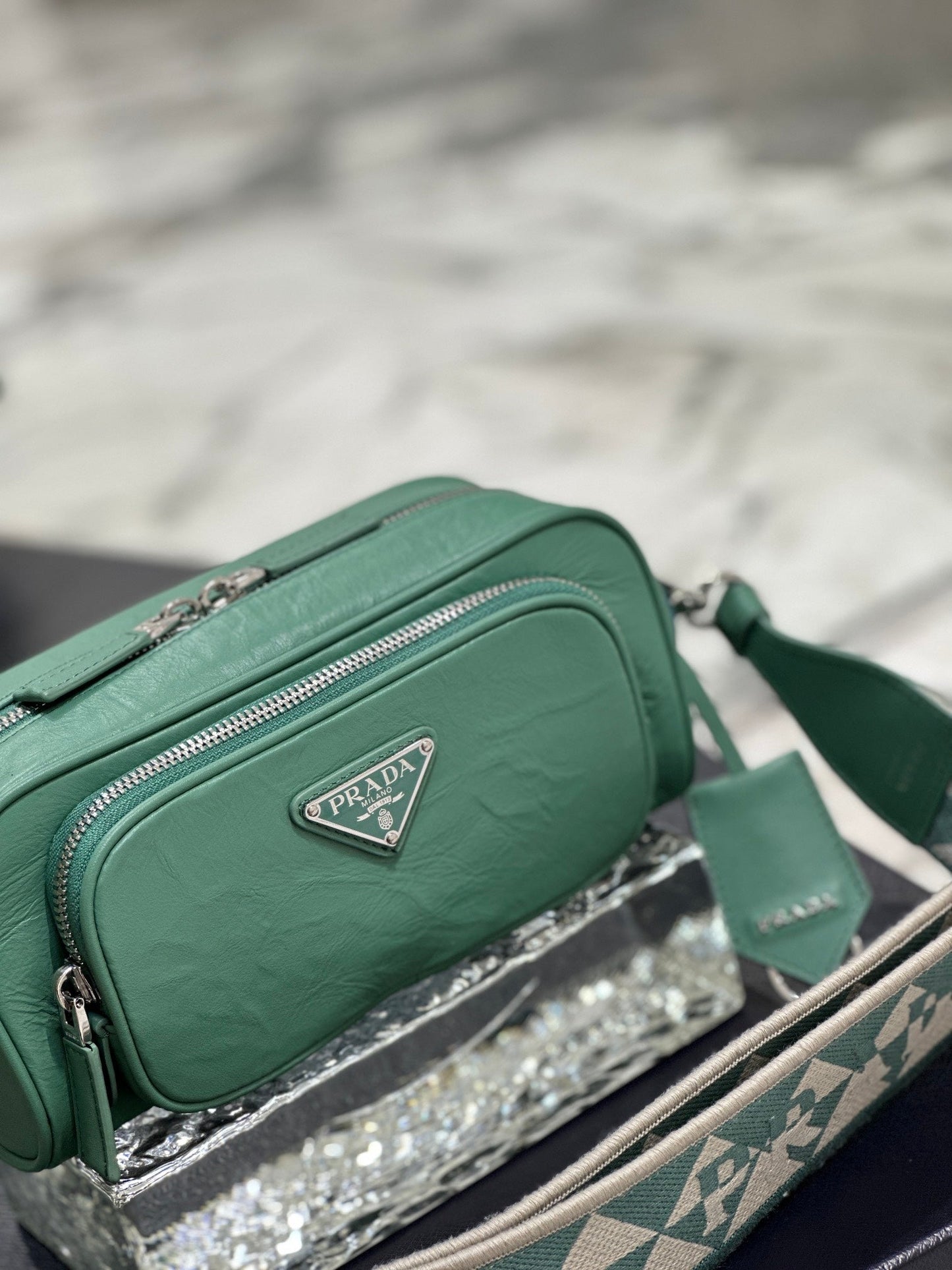 CAMERA BAG 23 IN CASTLETON GREEN WRINKLED LAMBSKIN mysite