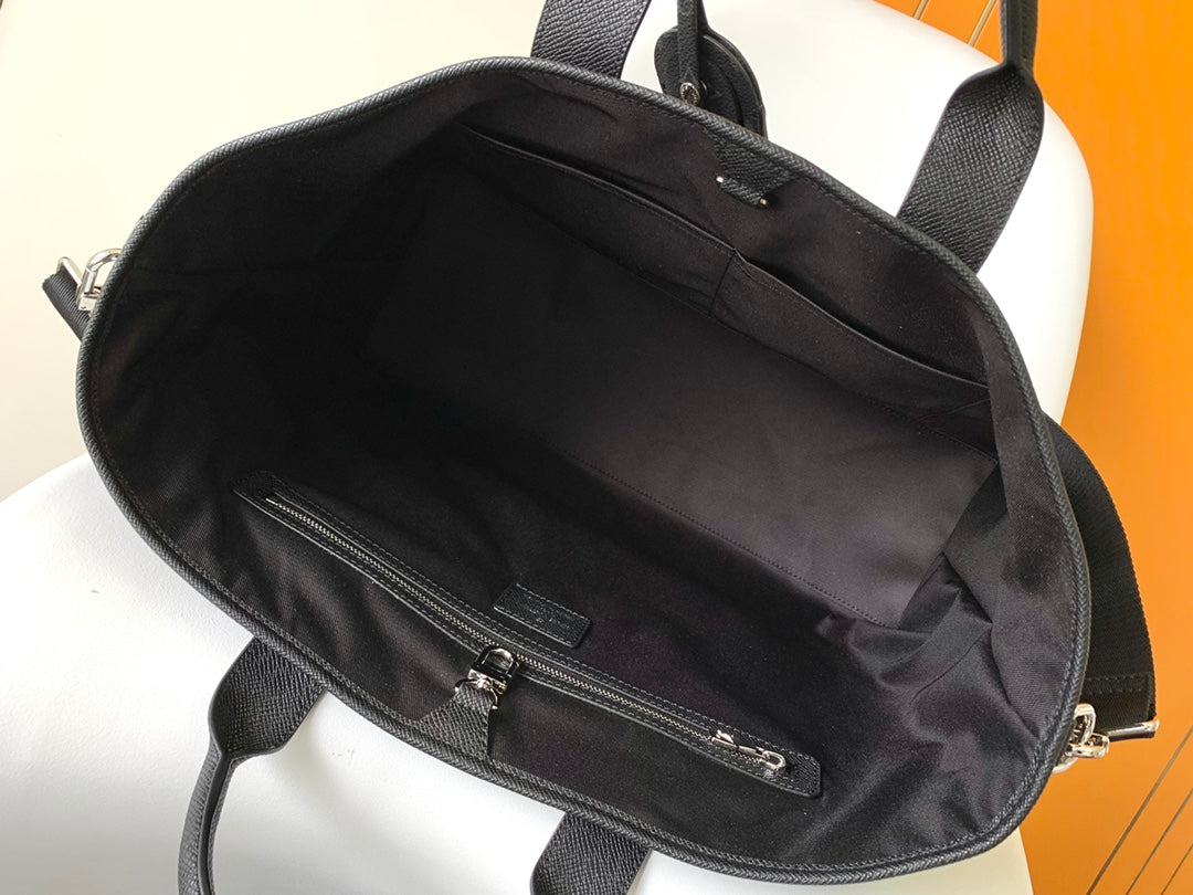 LV The Weekend Tote Bag 43cm Black Monogram Canvas & Taïga Leather mysite