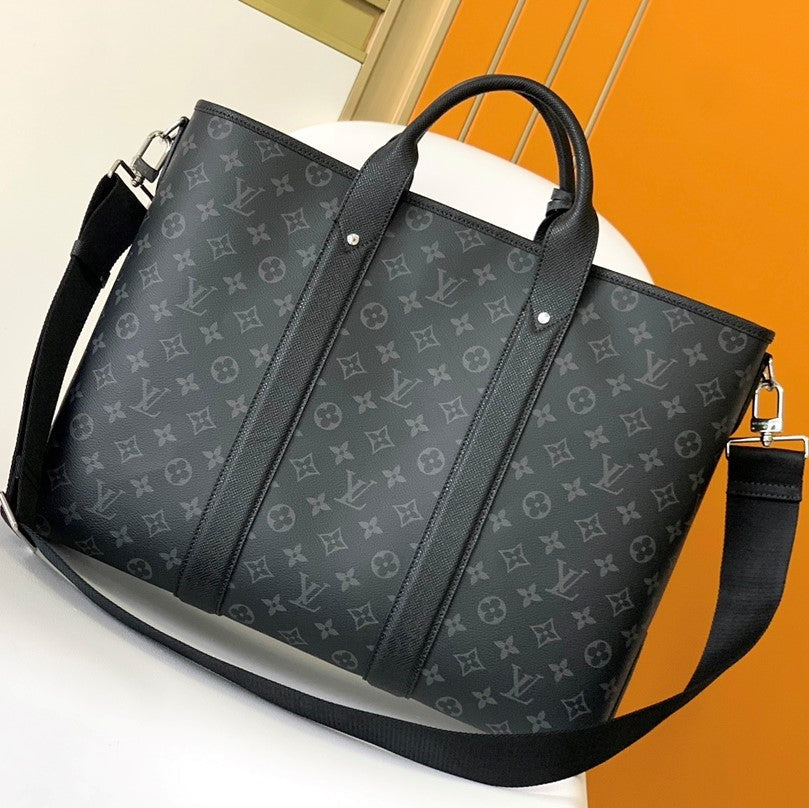 LV The Weekend Tote Bag 43cm Black Monogram Canvas & Taïga Leather mysite