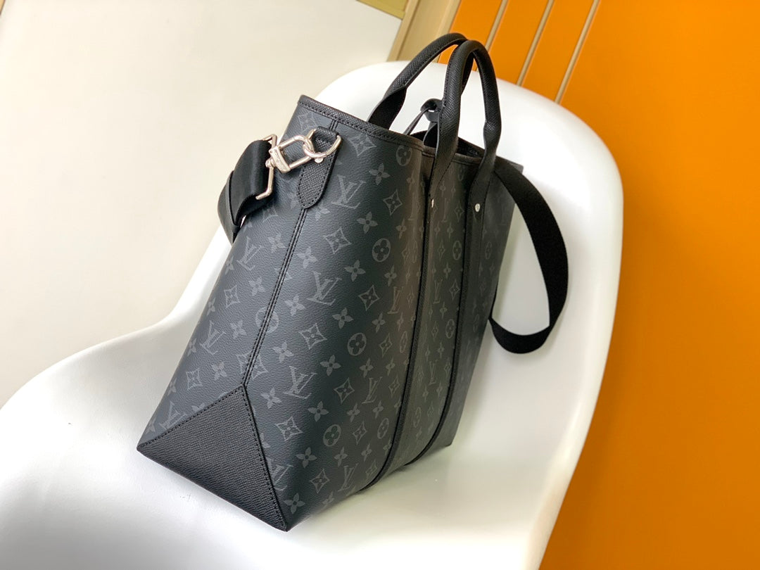 LV The Weekend Tote Bag 43cm Black Monogram Canvas & Taïga Leather mysite