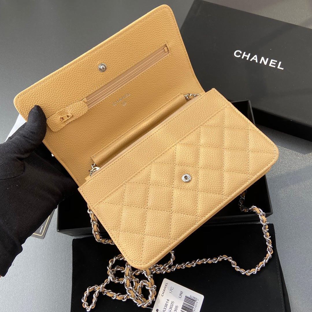 CC Woc 20cm Yellow Grained Calfskin Silver Hardware mysite