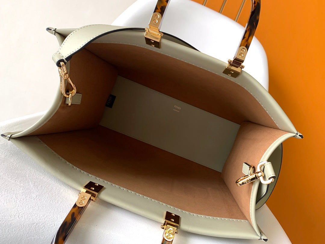 Fend Sunshine Medium Bag 35 Light Grey Leather mysite