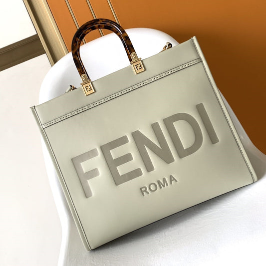 Fend Sunshine Medium Bag 35 Light Grey Leather mysite