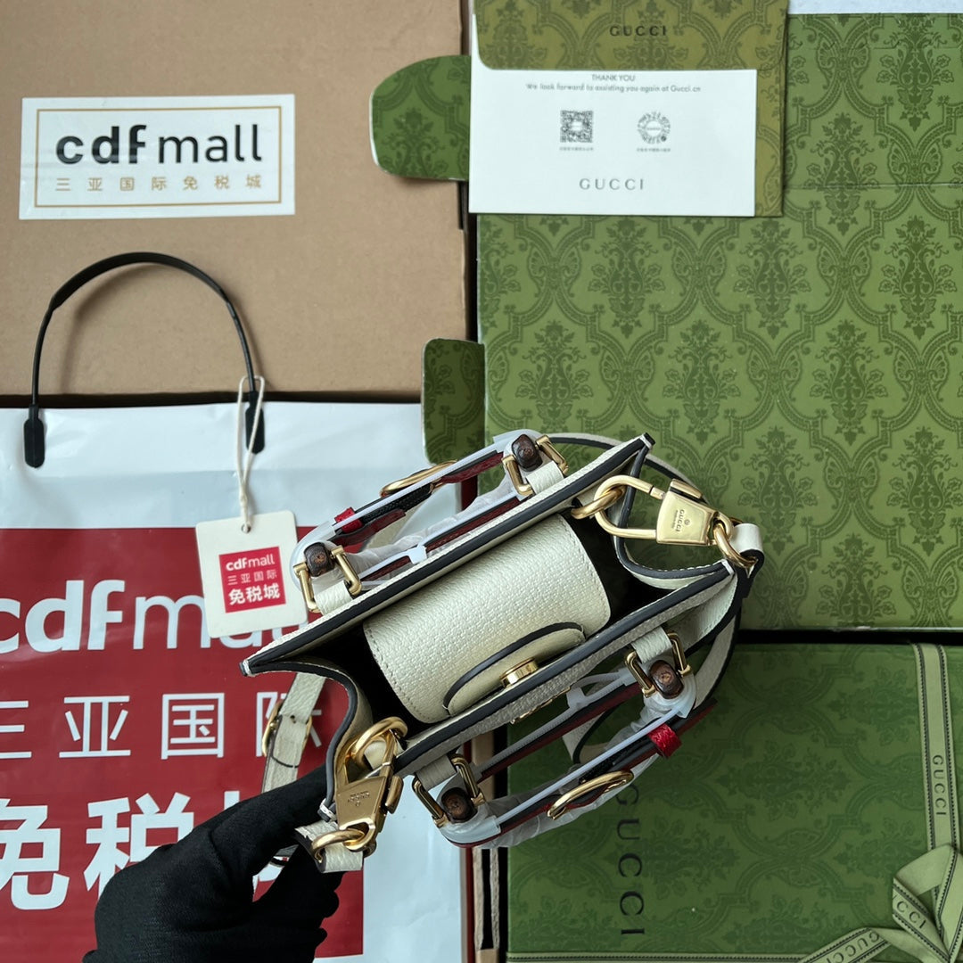 Gucci Diana Bamboo Mini Tote Bag Off-white Lambskin 240106 mysite
