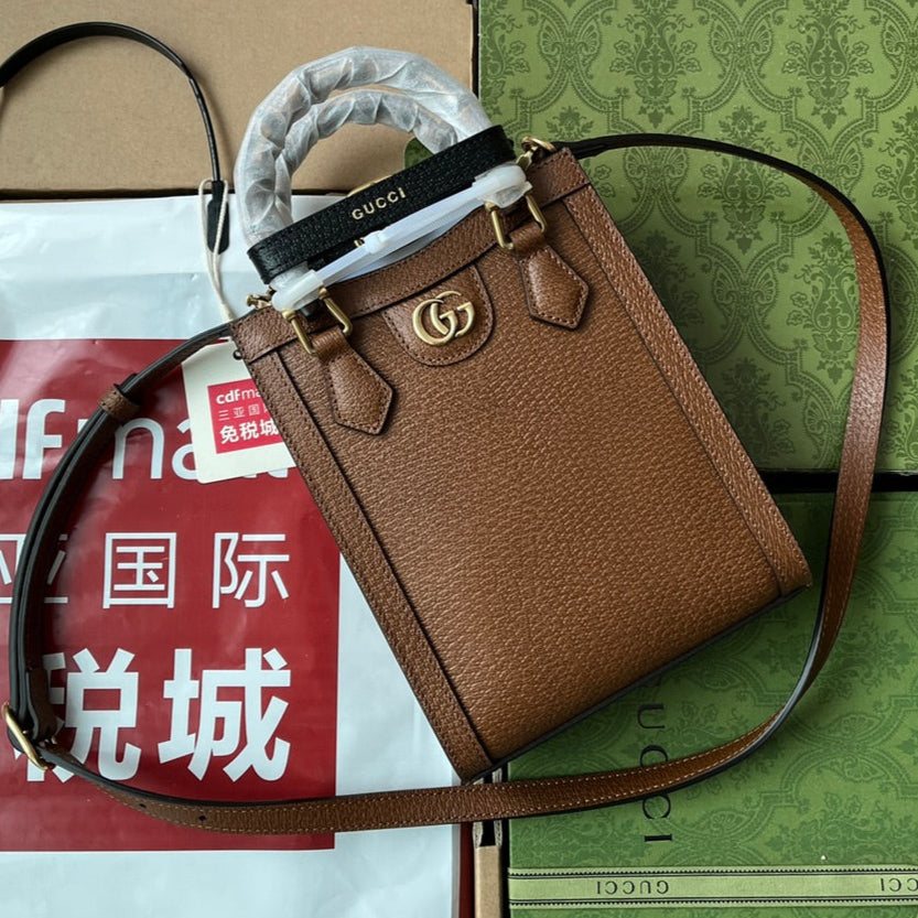 Gucci Diana Bamboo Mini Tote Bag Brown Lambskin 240107 mysite