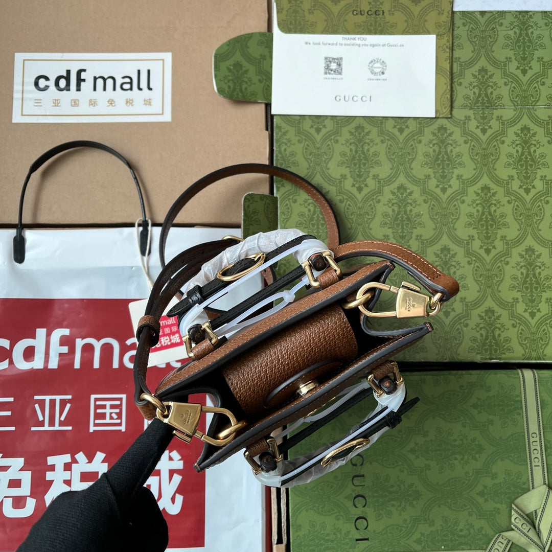 Gucci Diana Bamboo Mini Tote Bag Brown Lambskin 240107 mysite