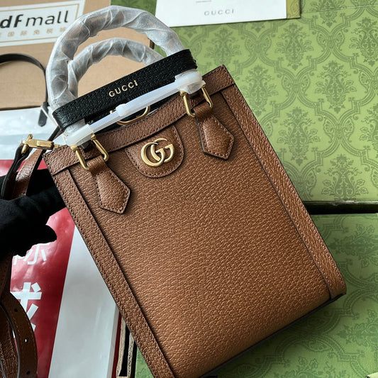 Gucci Diana Bamboo Mini Tote Bag Brown Lambskin 240107 mysite