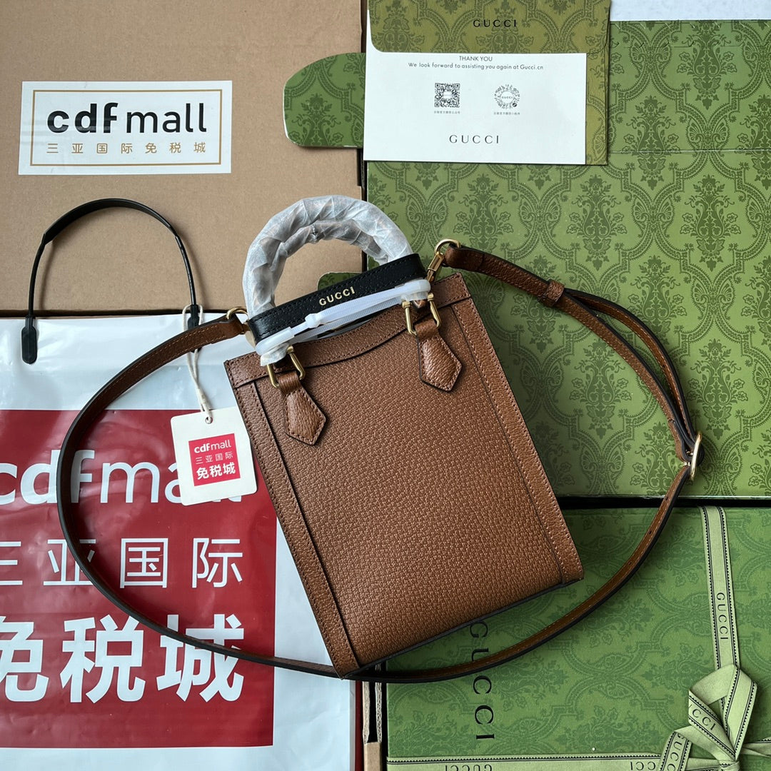 Gucci Diana Bamboo Mini Tote Bag Brown Lambskin 240107 mysite