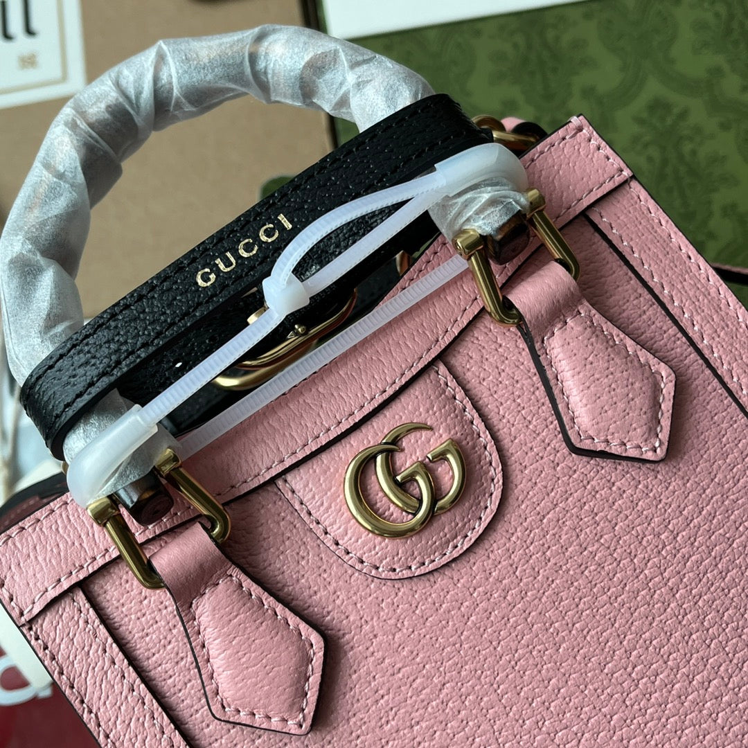 Gucci Diana Bamboo Mini Tote Bag Pink Lambskin 240109 mysite