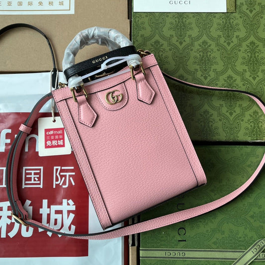 Gucci Diana Bamboo Mini Tote Bag Pink Lambskin 240109 mysite