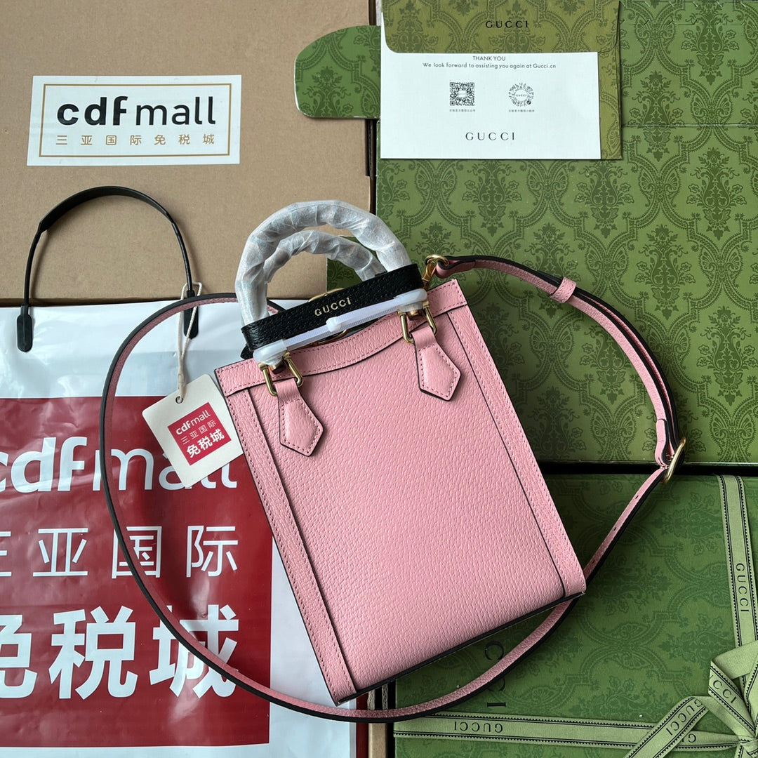 Gucci Diana Bamboo Mini Tote Bag Pink Lambskin 240109 mysite