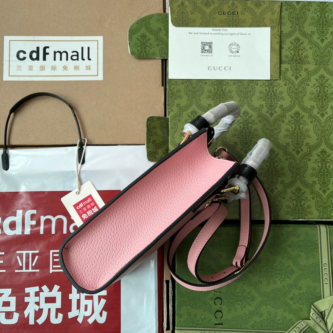 Gucci Diana Bamboo Mini Tote Bag Pink Lambskin 240109 mysite