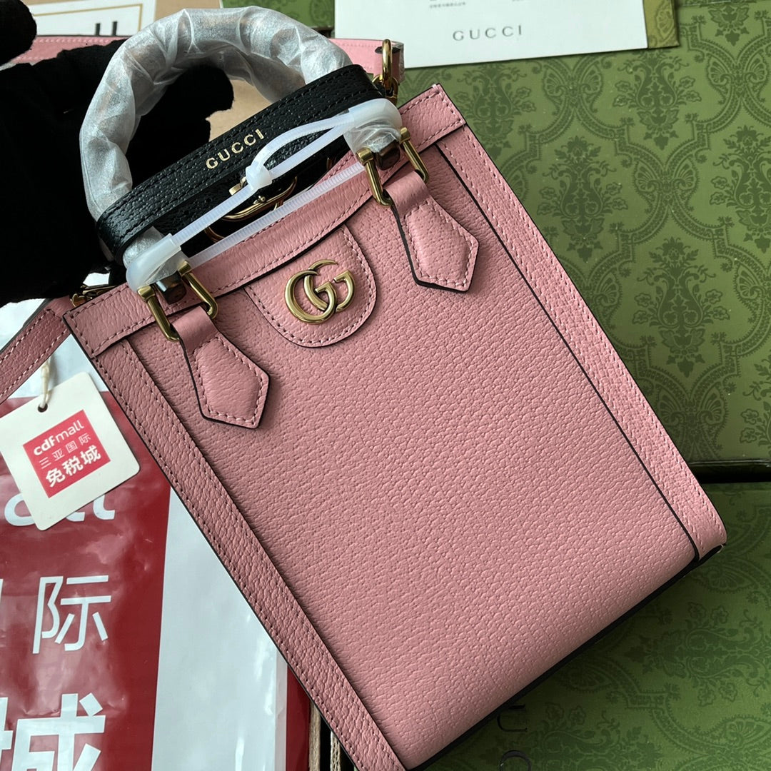 Gucci Diana Bamboo Mini Tote Bag Pink Lambskin 240109 mysite
