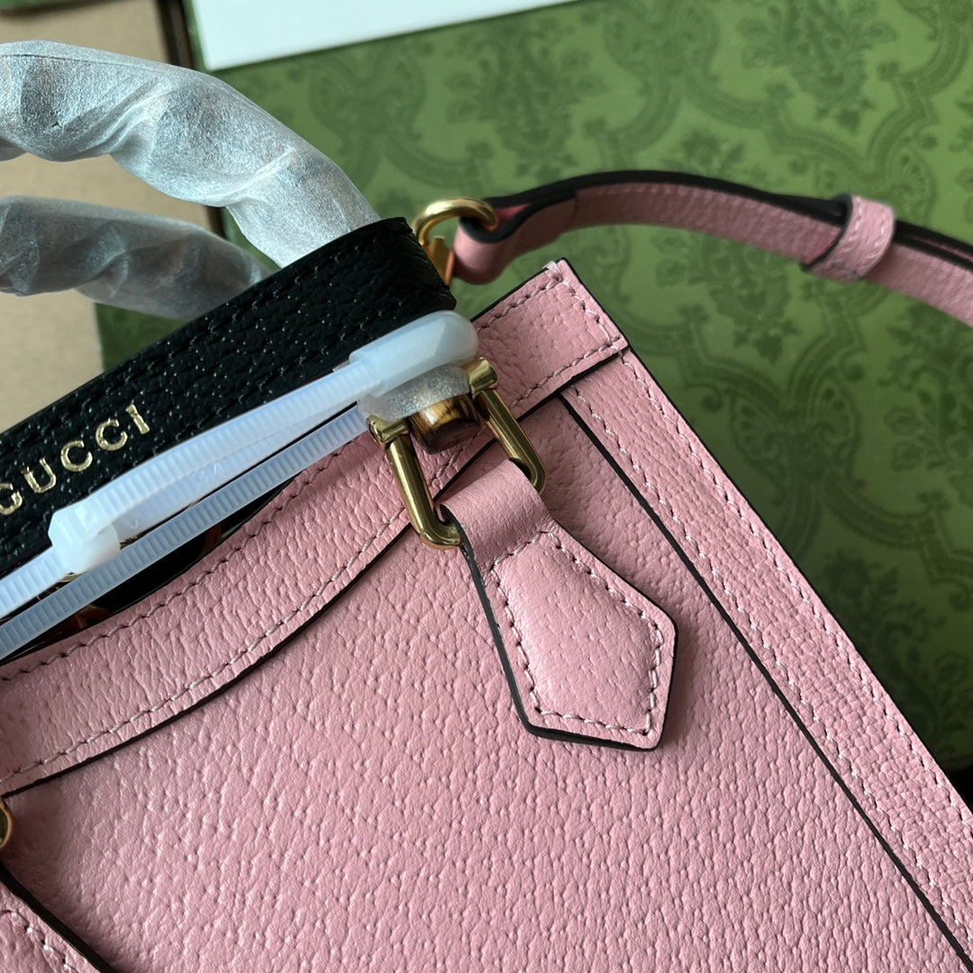 Gucci Diana Bamboo Mini Tote Bag Pink Lambskin 240109 mysite