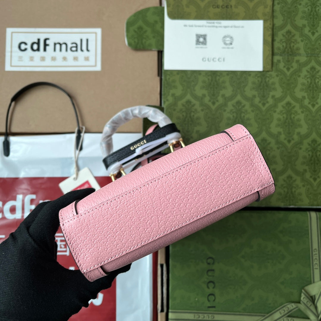 Gucci Diana Bamboo Mini Tote Bag Pink Lambskin 240109 mysite