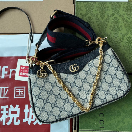 Gucci Ophidia Bag Blue Beige Leather Canvas 239801 mysite