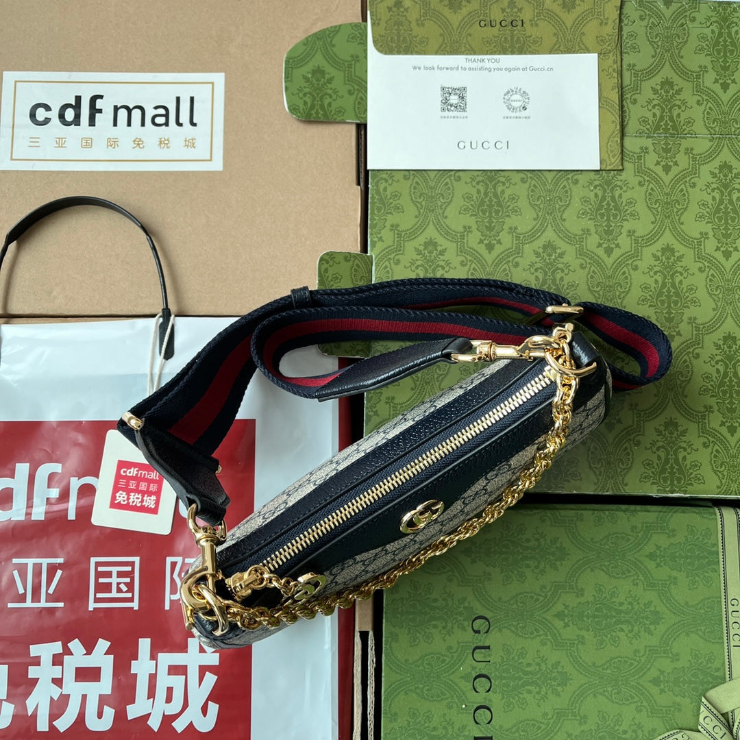 Gucci Ophidia Bag Blue Beige Leather Canvas 239801 mysite