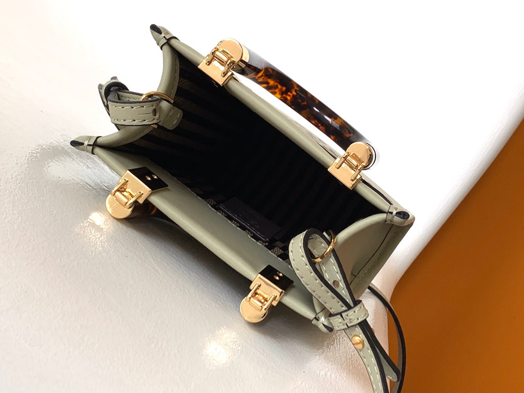 Fend Mini Sunshine Shopper Bag 18 Light Grey Leather mysite