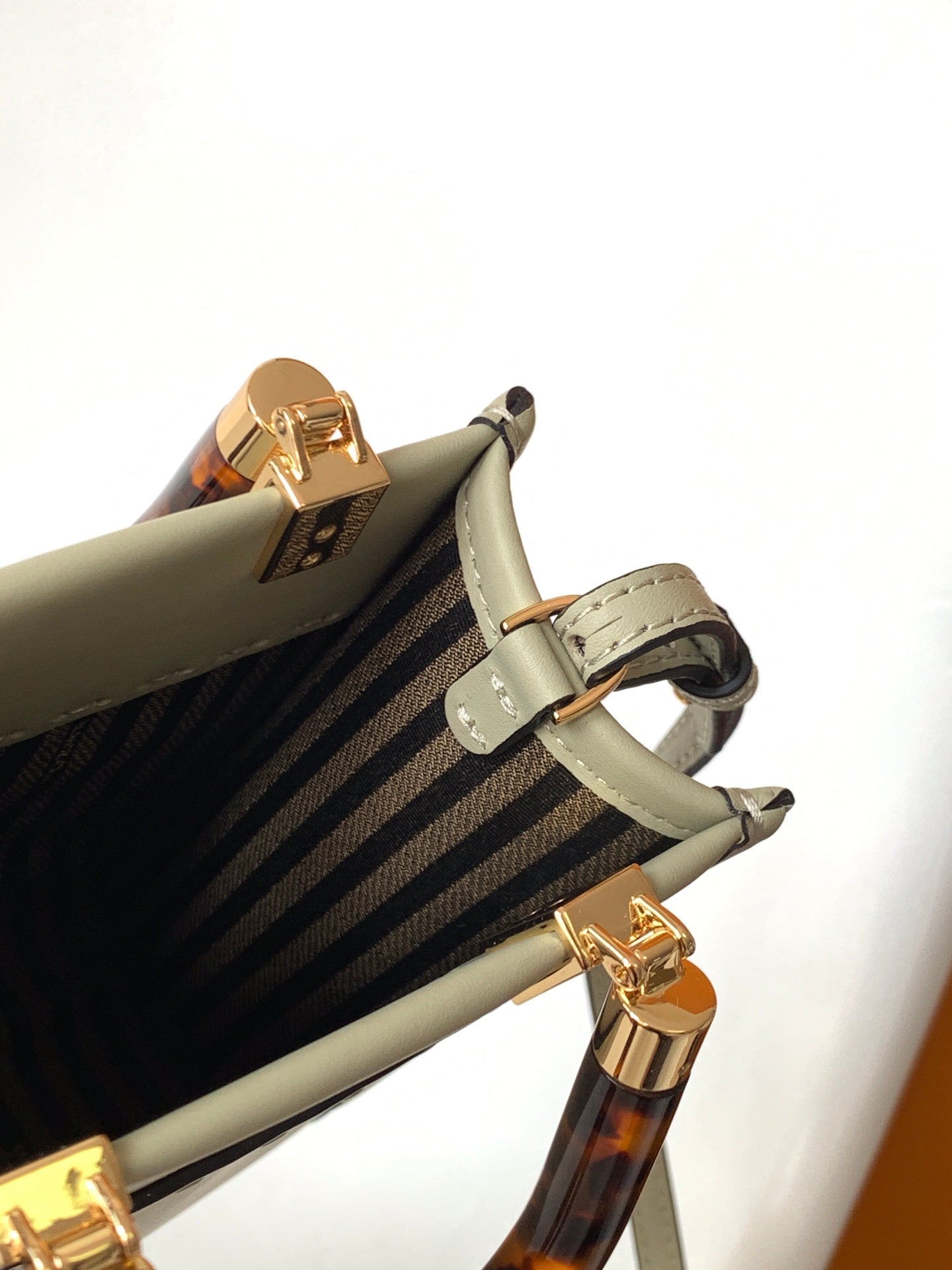 Fend Mini Sunshine Shopper Bag 18 Light Grey Leather mysite