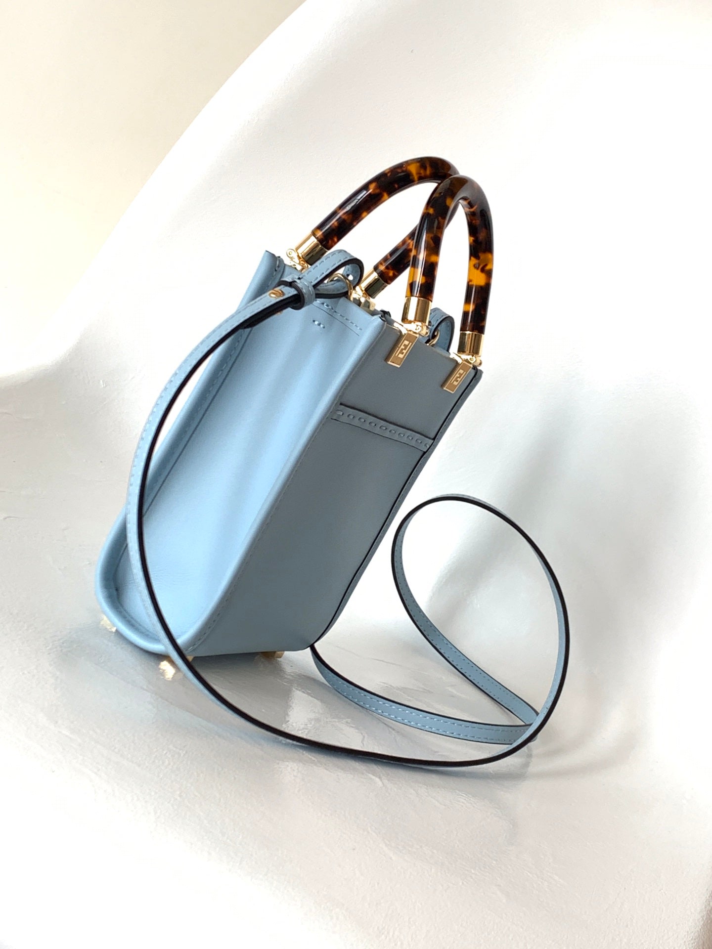 Fend Mini Sunshine Shopper Bag 18 Blue Leather mysite