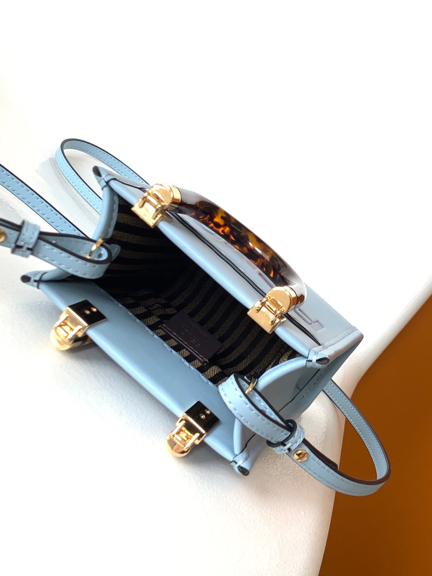 Fend Mini Sunshine Shopper Bag 18 Blue Leather mysite