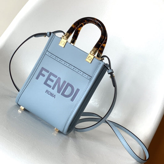 Fend Mini Sunshine Shopper Bag 18 Blue Leather mysite
