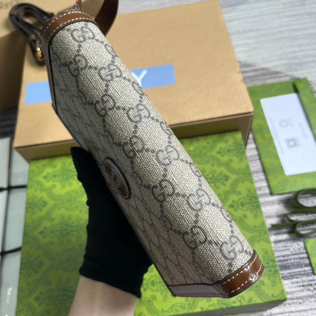 GG CLASP CLUTCH 20 IN BEIGE CANVAS AND BROWN CALFSKIN mysite