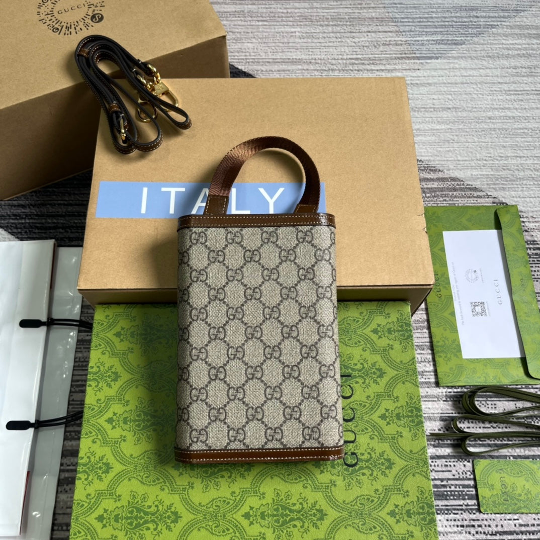 GG CLASP CLUTCH 20 IN BEIGE CANVAS AND BROWN CALFSKIN mysite