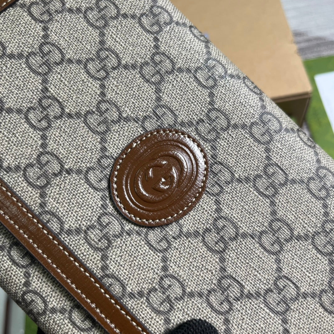 GG CLASP CLUTCH 20 IN BEIGE CANVAS AND BROWN CALFSKIN mysite