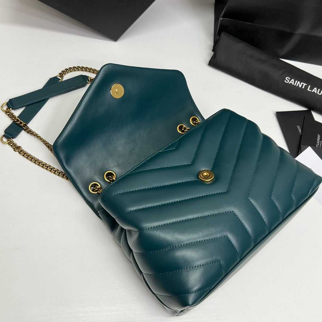 LOULOU SMALL 25 IN DEEP JUNGLE GREEN LAMBSKIN GOLD HARDWARE mysite