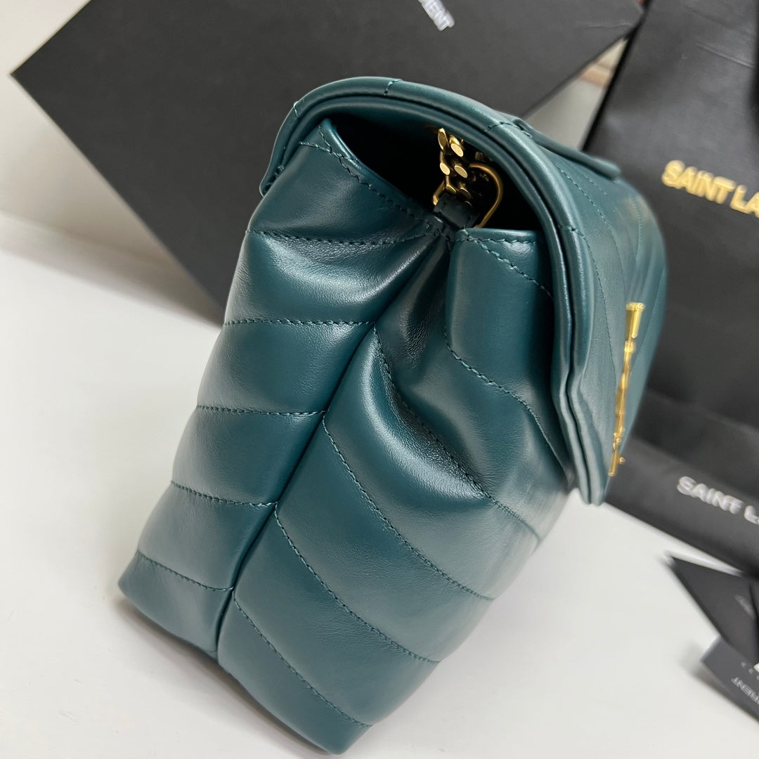 LOULOU SMALL 25 IN DEEP JUNGLE GREEN LAMBSKIN GOLD HARDWARE mysite