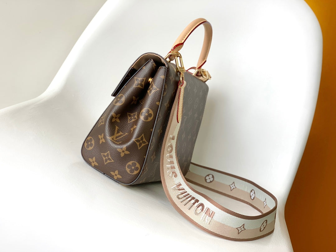 LV Cluny BB Bag Brown Monogram Canvas Beige Cowhide 268764 mysite