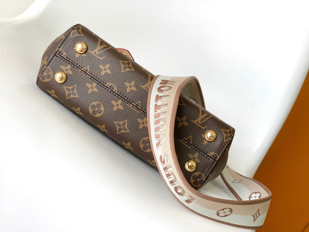 LV Cluny BB Bag Brown Monogram Canvas Beige Cowhide 268764 mysite