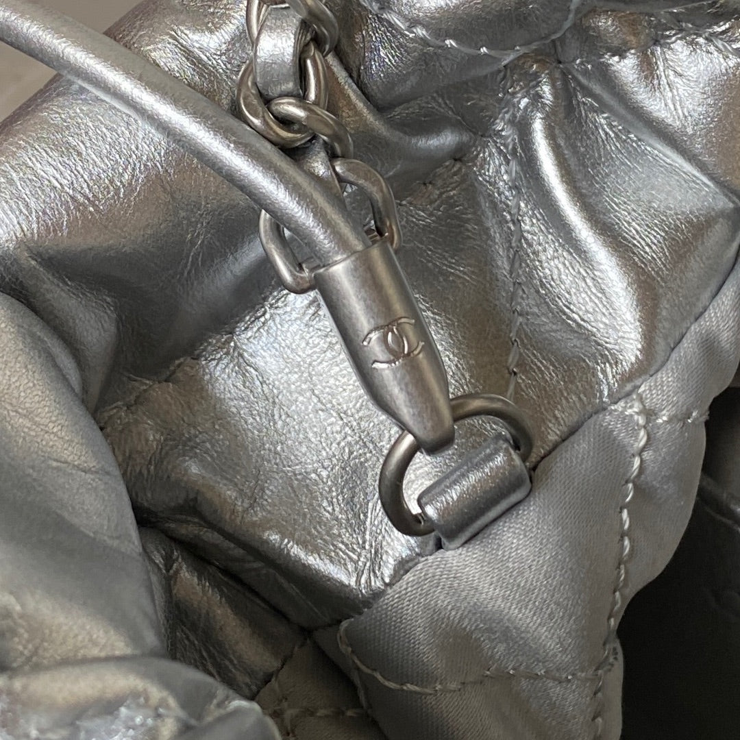 CC 24S Hobo 22 Bag 20cm Silver Metalic Lambskin mysite