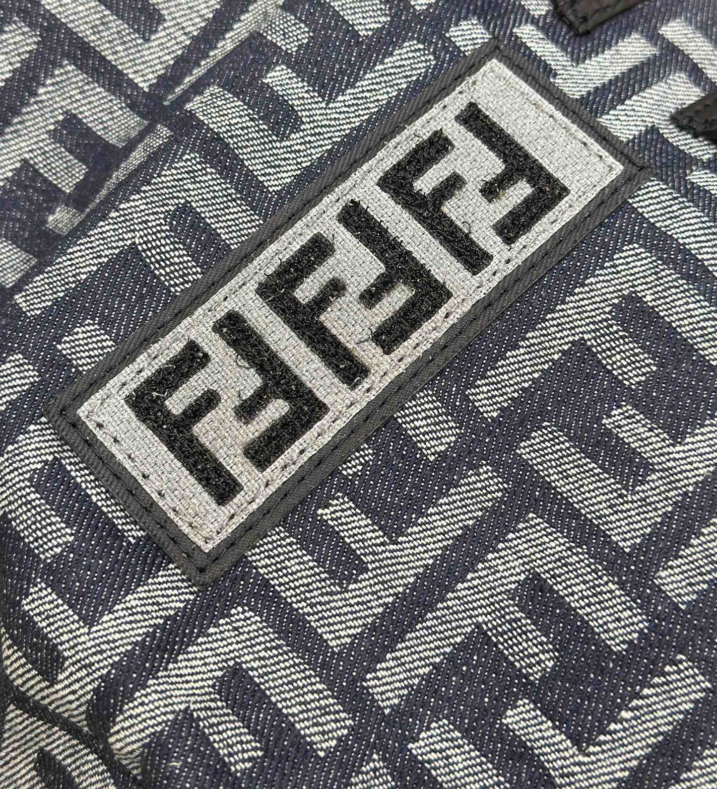 FENDI STRIKE LARGE 46 FF MIDNIGHT BLUE JACQUARD FABRIC BACKPACK mysite