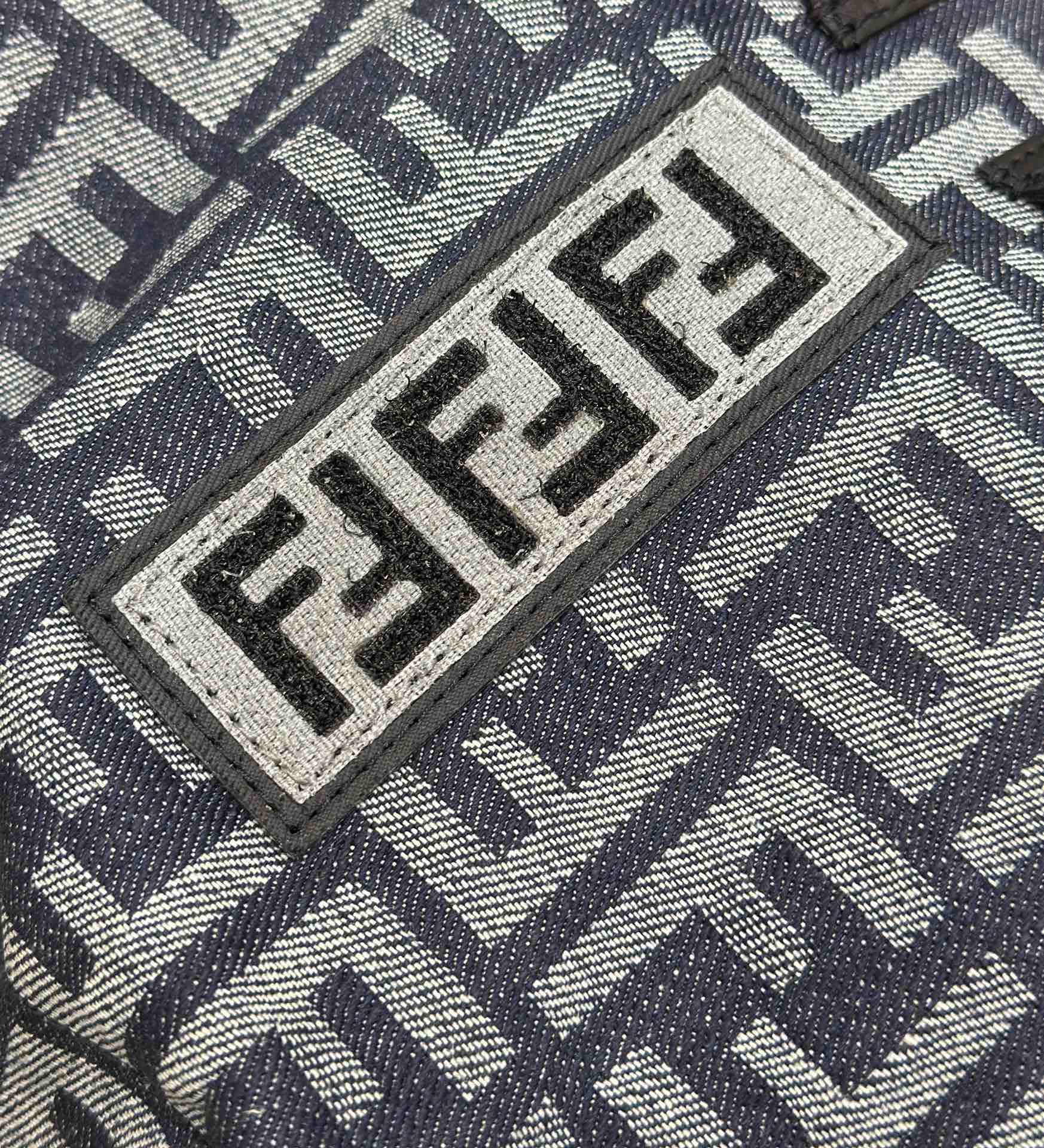 FENDI STRIKE LARGE 46 FF MIDNIGHT BLUE JACQUARD FABRIC BACKPACK mysite