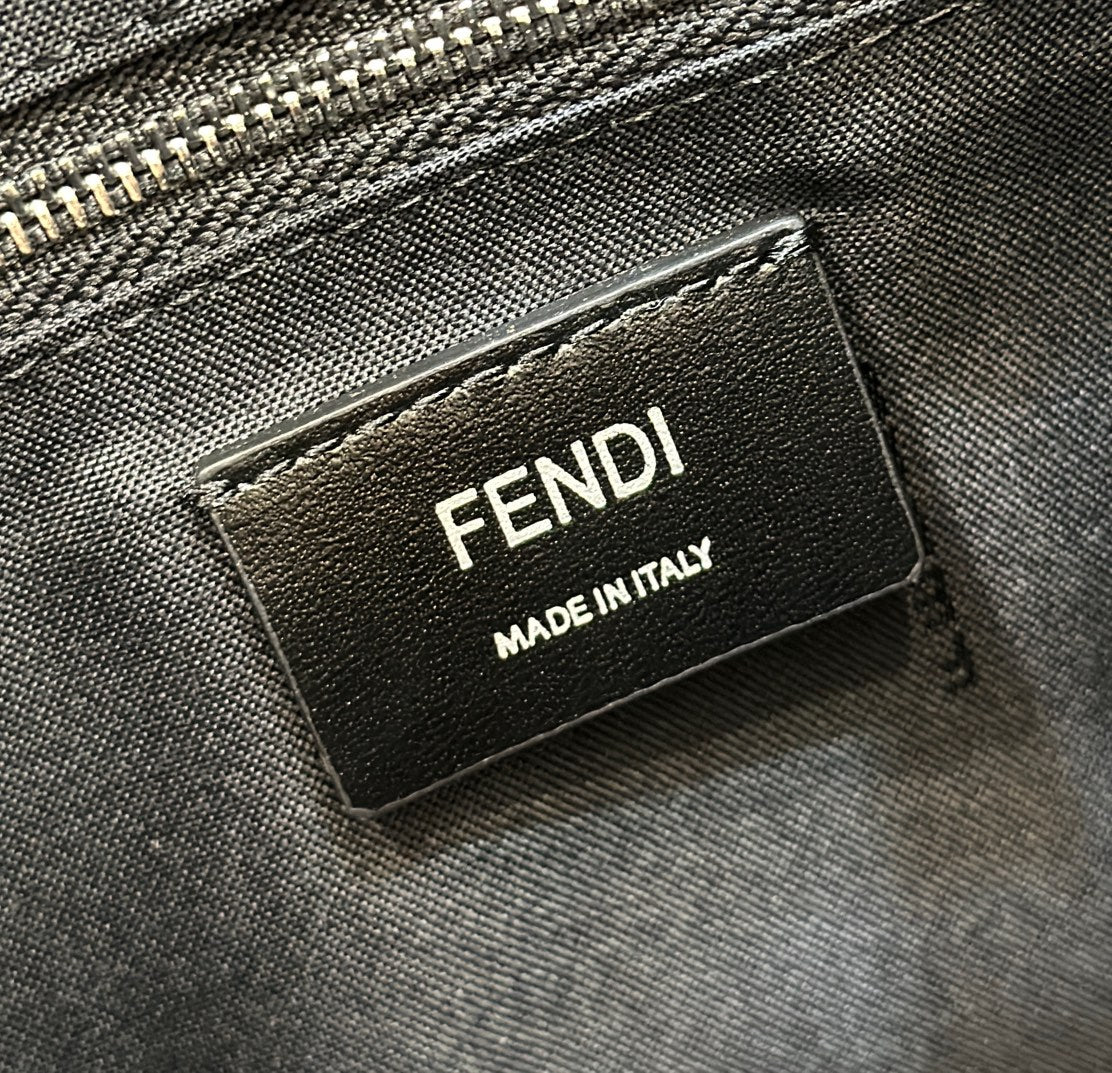 FENDI STRIKE LARGE 46 FF MIDNIGHT BLUE JACQUARD FABRIC BACKPACK mysite